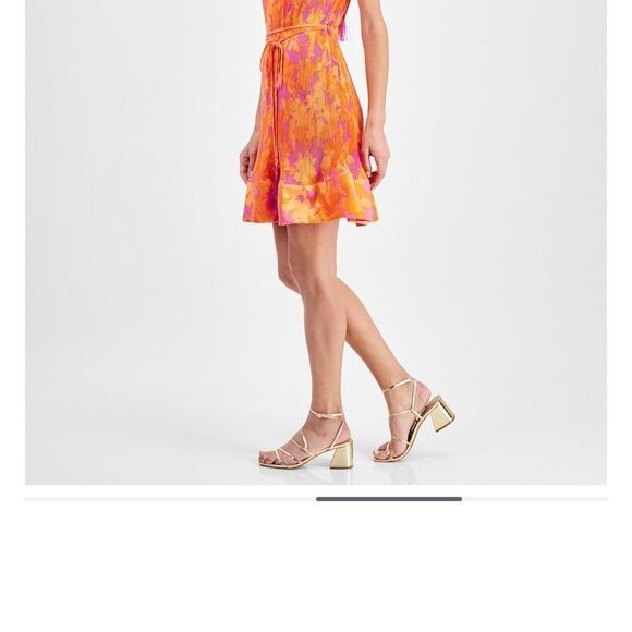 Taylor Dresses & Skirts - Vibrant Orange and Pink Halter Dress
